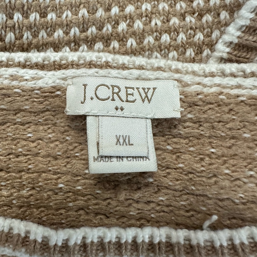 J. Crew Women's Long Sleeve Merino Wool Blend Sweater in Tan & Cream Size XXL - Picture 3 of 5